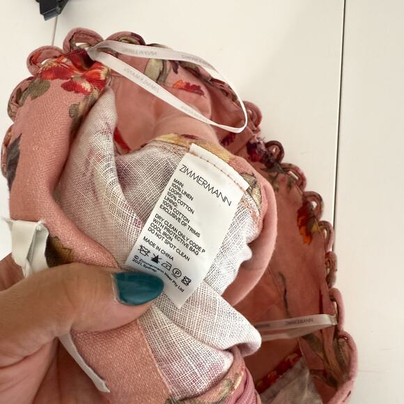 NWT Zimmermann Cassia Scallop High Rise Pink Pleated Floral Shorts - 2 Size 8 US - Picture 8 of 10